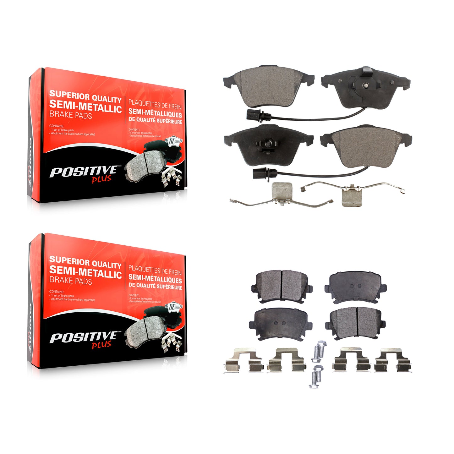 [Avant + Arrière] Kit de plaquette (semi-métallique) de frein pour Volkswagen Audi Passat CC A4 Quattro A6 TT Golf R R32 KPF-100549