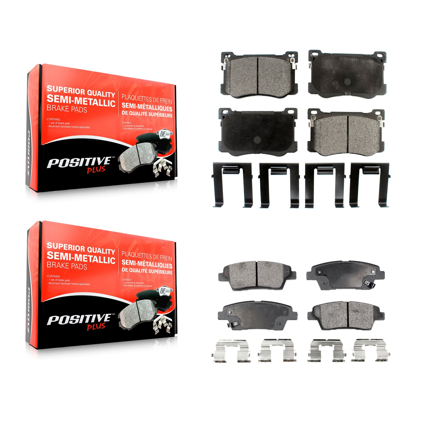 [Avant + Arrière] Kit de plaquette (semi-métallique) de frein pour Hyundai Genesis G80 Kia K900 KPF-100556