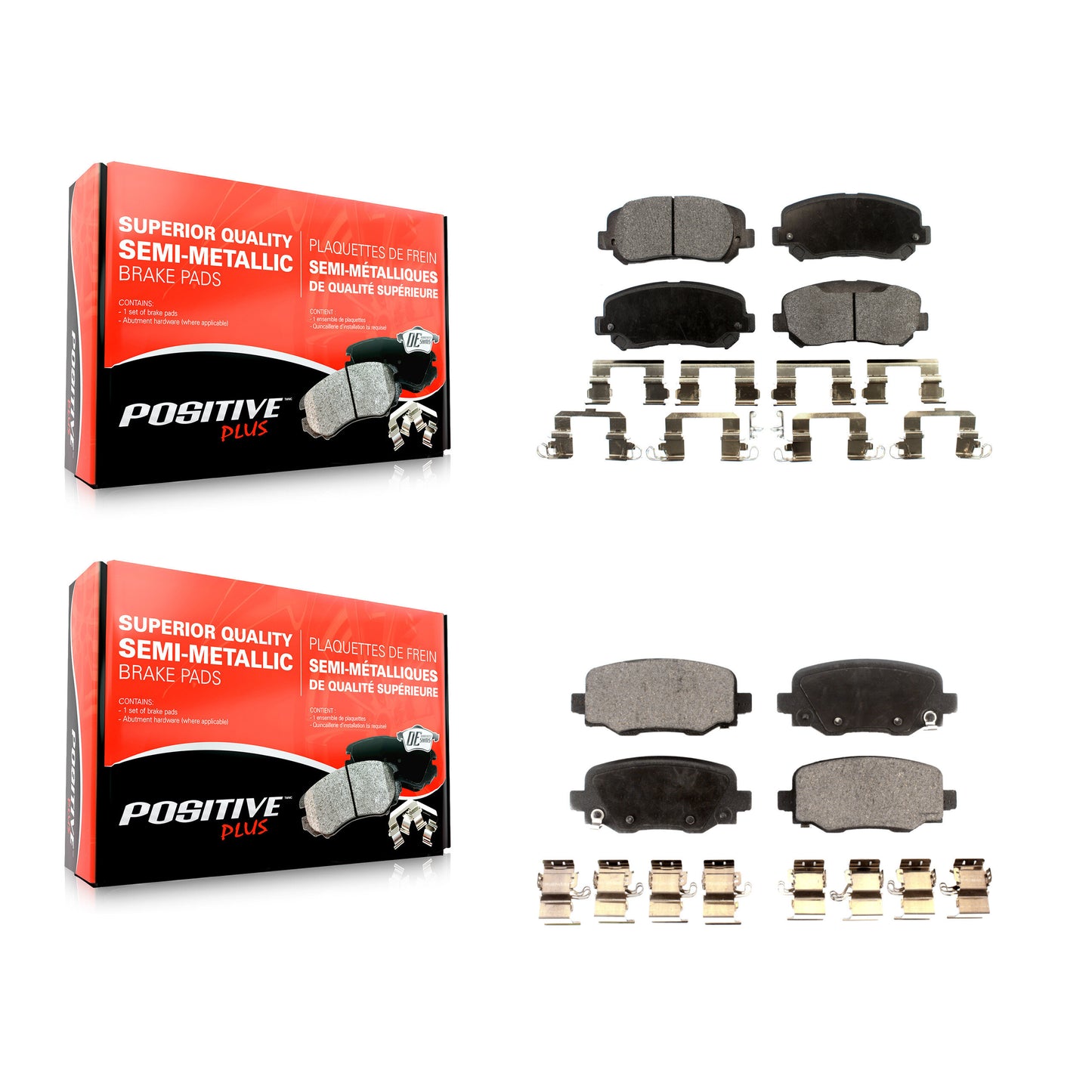 [Avant + Arrière] Kit de plaquette (semi-métallique) de frein pour 2014-2017 Jeep Cherokee avec Single Piston Caliper KPF-100561