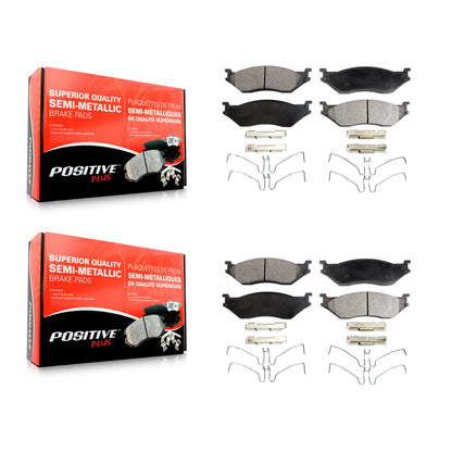 [Avant + Arrière] Kit de plaquette (semi-métallique) de frein pour Ford F-450 Super Duty F-550 F-59 Commercial Stripped Chassis International IC Corporation LCF CF500 CF600 TerraStar AE School Bus E-550 AC F-53 KPF-100569