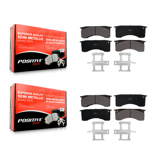 [Avant + Arrière] Kit de plaquette (semi-métallique) de frein pour International 4400 4300LP Blue Bird Vision School Bus IC Corporation 4300 Hino CE 258 4400LP 268 Commercial All American FE HC Integrated GMC Ford KPF-100572