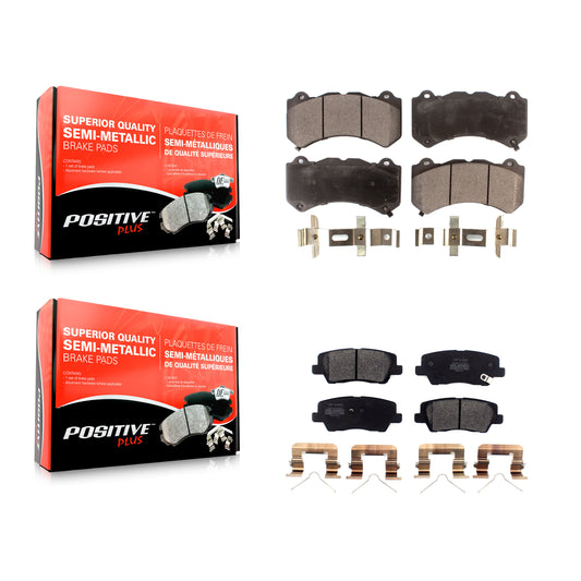 [Avant + Arrière] Kit de plaquette (semi-métallique) de frein pour 2016 Cadillac CTS Vsport Premium avec RWD sans Performance Lining KPF-100586