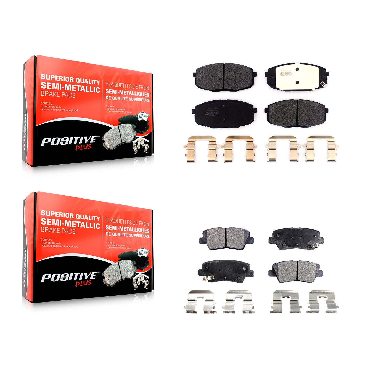 [Avant + Arrière] Kit de plaquette (semi-métallique) de frein pour 2014-2016 Kia Soul KPF-100589
