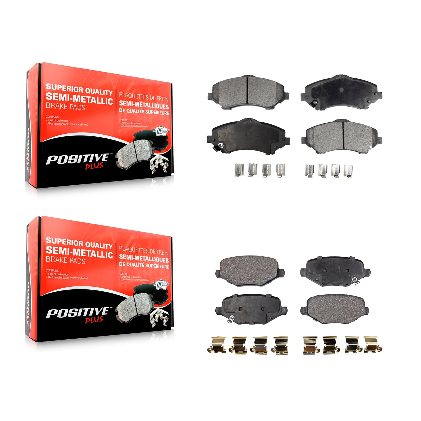 [Avant + Arrière] Kit de plaquette (semi-métallique) de frein pour Dodge Grand Caravan Chrysler Town & Country Journey Ram C/V Volkswagen Routan KPF-100597