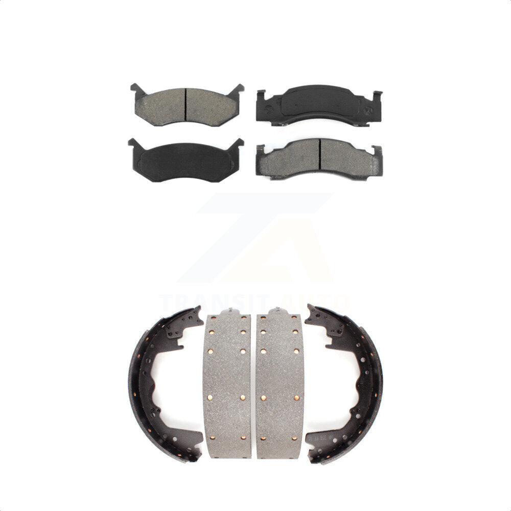 [Avant + Arrière] Kit de plaquette (semi-métallique) de frein pour Dodge D150 B250 D250 B2500 W150 D350 B3500 Ramcharger D100 B350 W100 B300 D200 Plymouth PB350 D300 PB300 D400 D450 RD200 KSN-100059 par Transit Auto