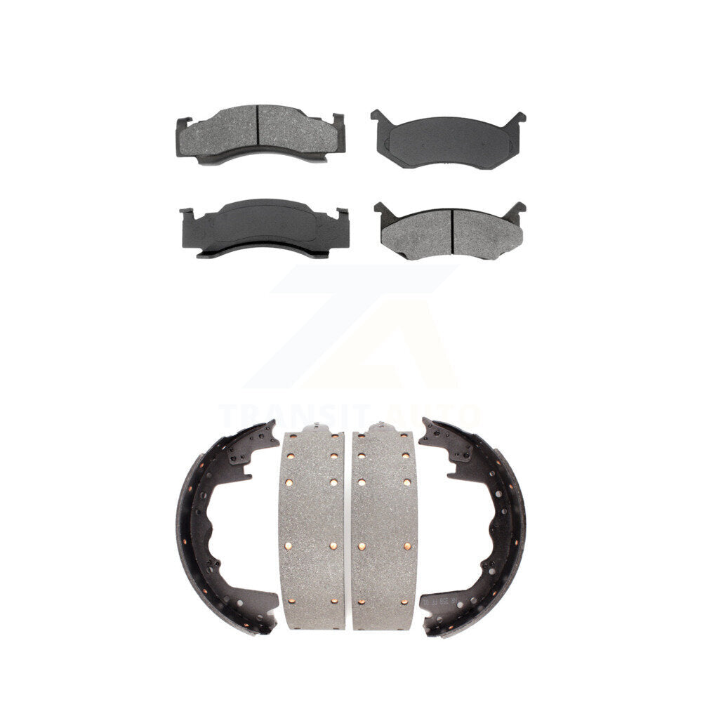 [Avant + Arrière] Kit de plaquette (semi-métallique) de frein pour Dodge D150 B250 D250 B2500 W150 D350 B3500 Ramcharger D100 B350 W100 B300 D200 Plymouth PB350 D300 PB300 D400 D450 RD200 KSN-100059