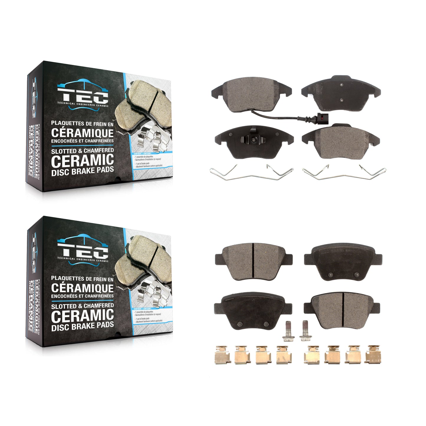 [Avant + Arrière] Kit de plaquette (céramique) de frein pour Volkswagen Jetta Beetle GTI Eos Golf Audi A3 Quattro KTC-100067