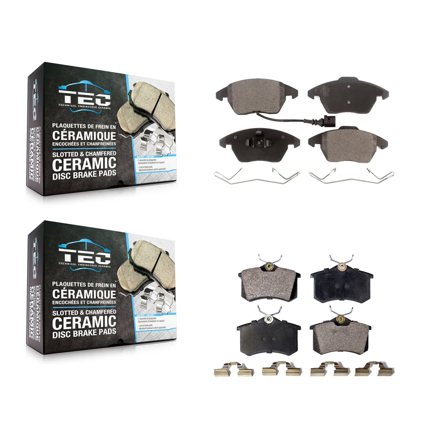 [Avant + Arrière] Kit de plaquette (céramique) de frein pour Volkswagen Jetta Beetle Audi A3 Golf KTC-100068
