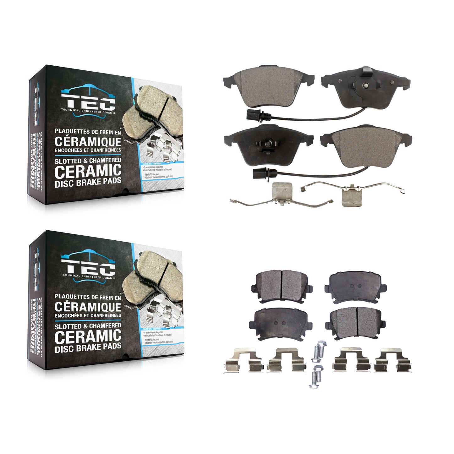 [Avant + Arrière] Kit de plaquette (céramique) de frein pour Volkswagen Audi Passat CC A4 Quattro A6 TT Golf R R32 KTC-100071