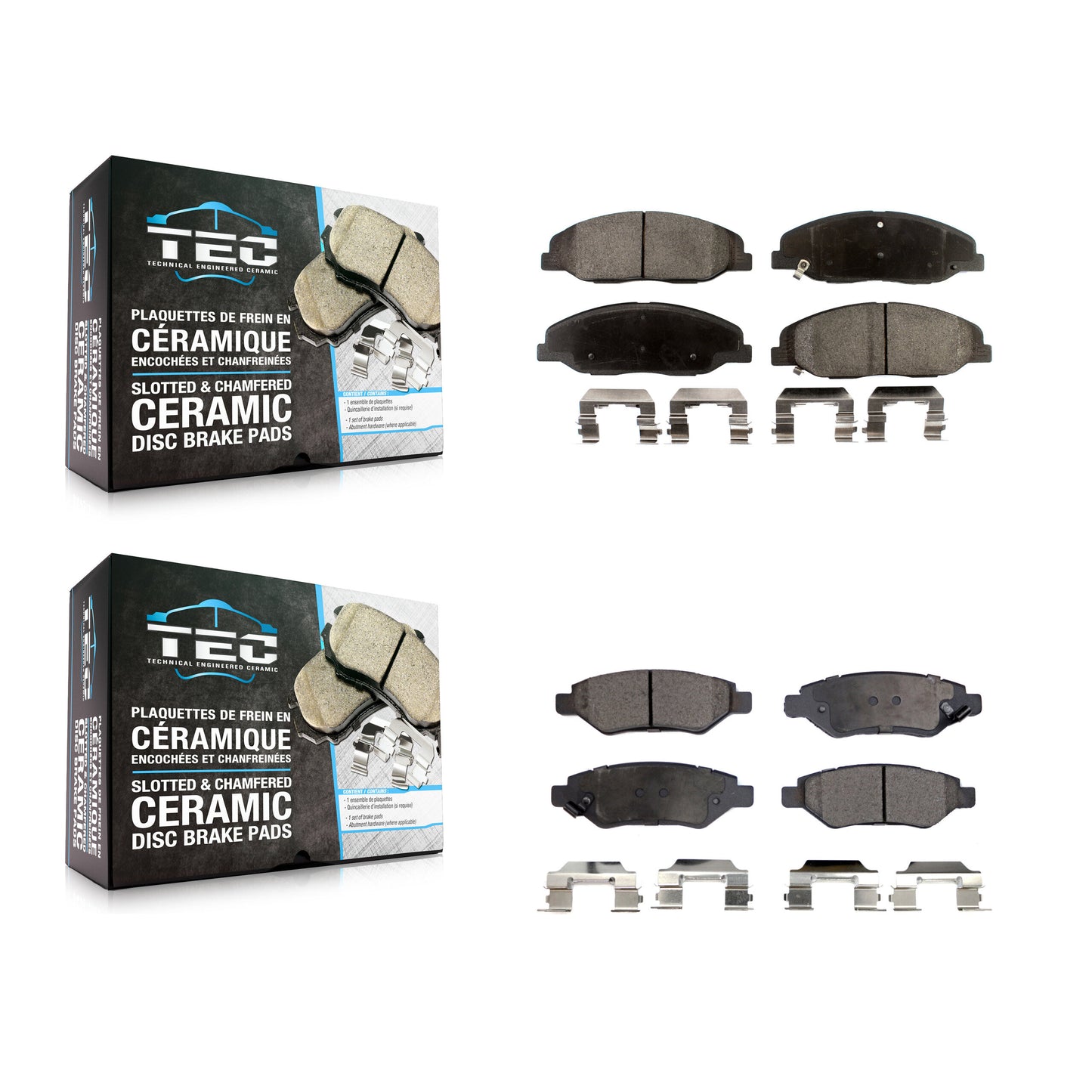 [Avant + Arrière] Kit de plaquette (céramique) de frein pour Cadillac CTS sans Heavy Duty Brakes KTC-100148