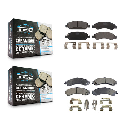[Avant + Arrière] Kit de plaquette (céramique) de frein pour 2005-2006 Chevrolet Silverado 1500 GMC Sierra avec Dual Piston Caliper Drum rear brakes KTC-100161