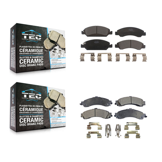 [Avant + Arrière] Kit de plaquette (céramique) de frein pour 2005-2006 Chevrolet Silverado 1500 GMC Sierra avec Dual Piston Caliper Drum rear brakes KTC-100161