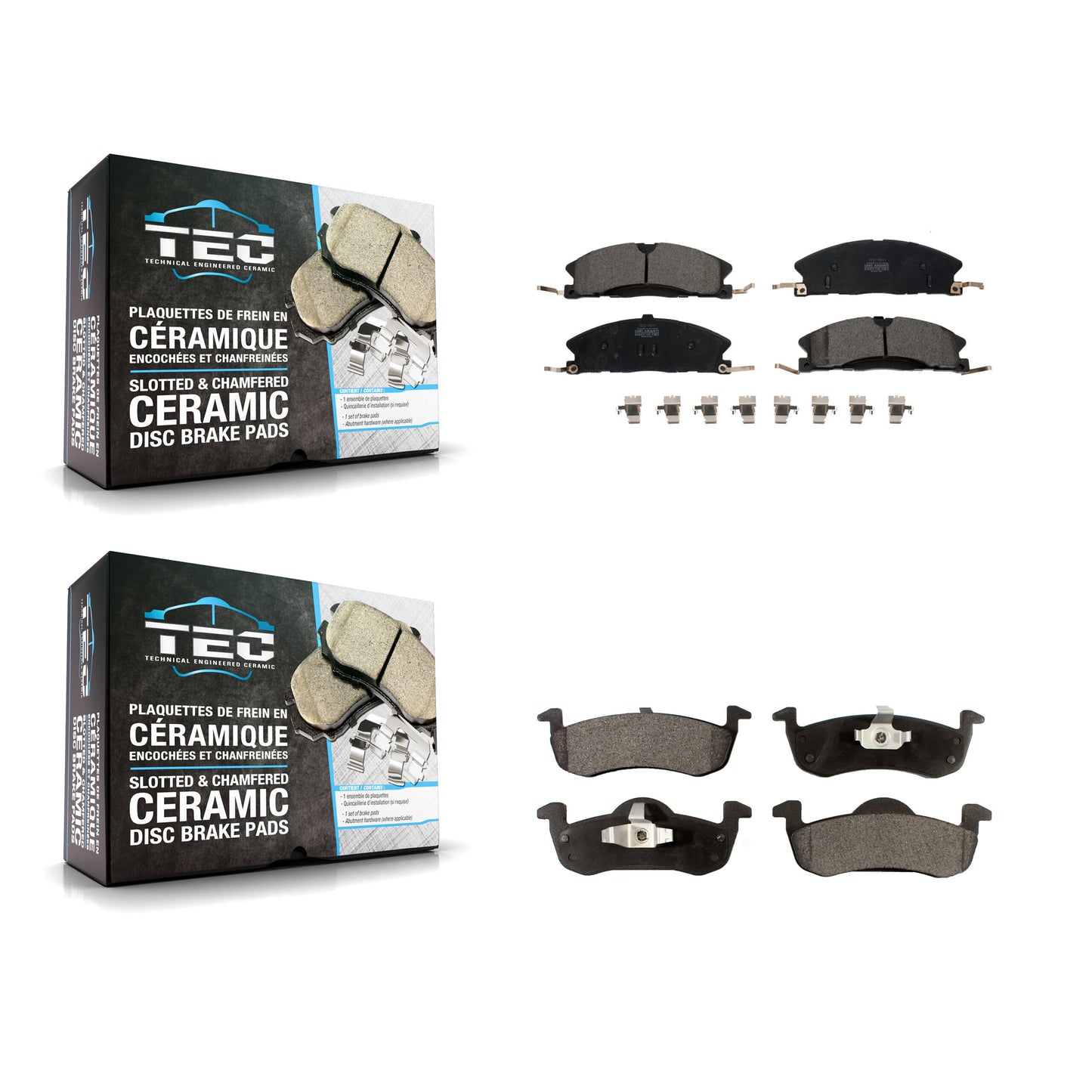 [Avant + Arrière] Kit de plaquette (céramique) de frein pour 2017-2019 Lincoln MKT avec Vented Rotors KTC-100261