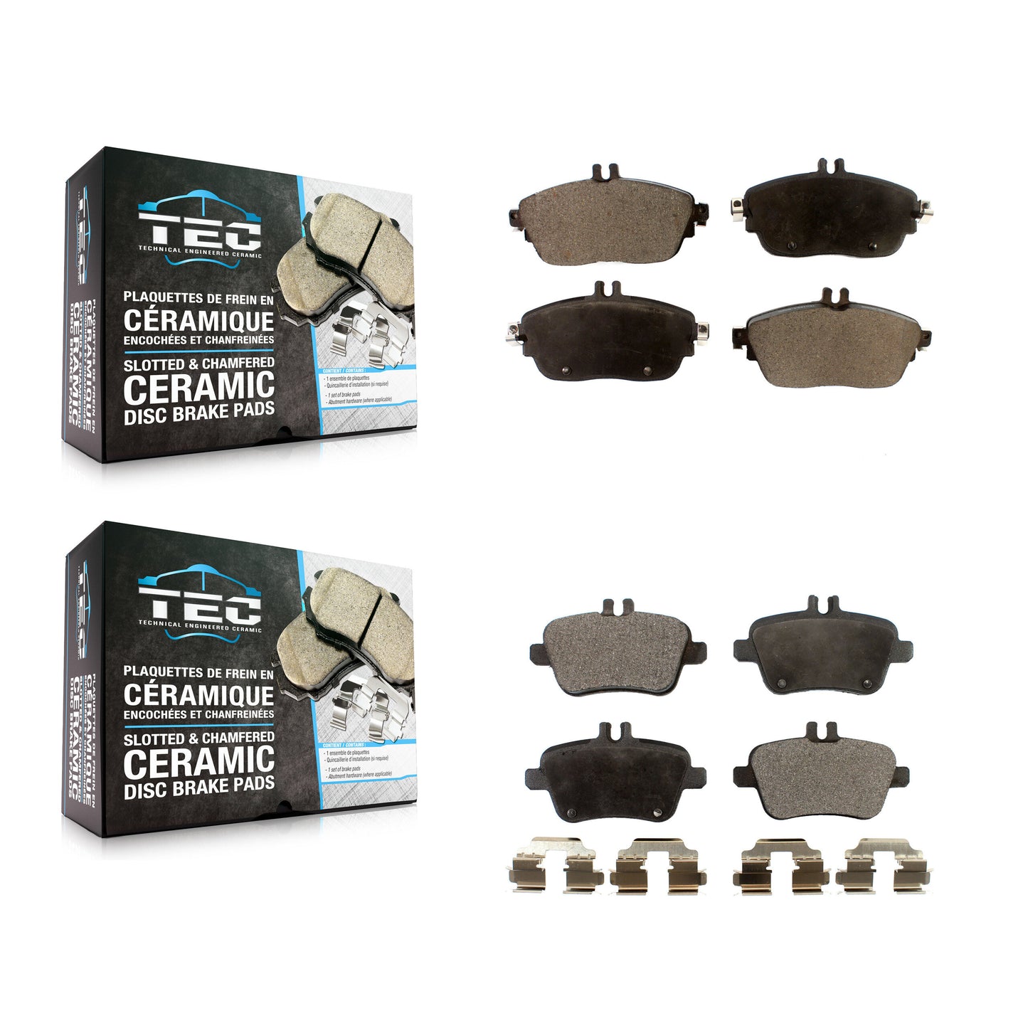 [Avant + Arrière] Kit de plaquette (céramique) de frein pour Mercedes-Benz GLA250 CLA250 INFINITI QX30 B Electric Drive B250e B250 KTC-100282