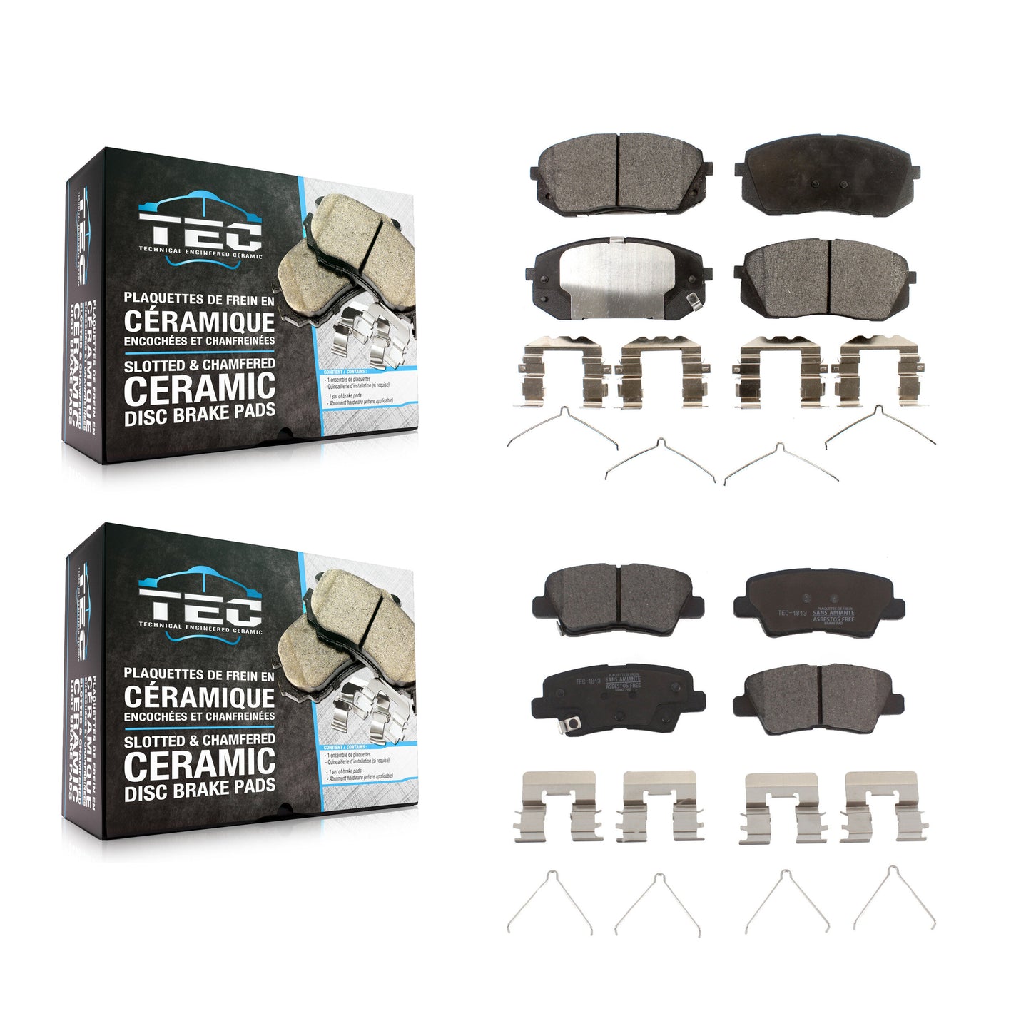 [Avant + Arrière] Kit de plaquette (céramique) de frein pour Kia Optima Hyundai Sonata Niro EV Kona Electric KTC-100307