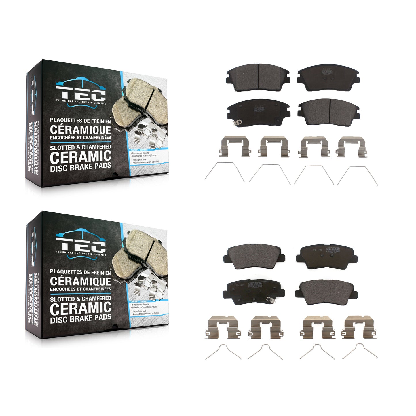 [Avant + Arrière] Kit de plaquette (céramique) de frein pour 2017-2020 Hyundai Elantra 1.6L KTC-100312