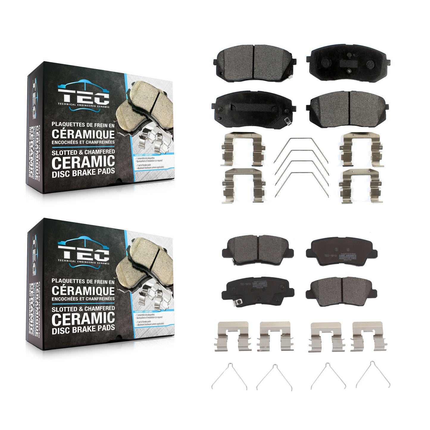 [Avant + Arrière] Kit de plaquette (céramique) de frein pour Kia Optima Soul Hyundai Elantra GT Veloster EV Kona Forte Forte5 KTC-100315