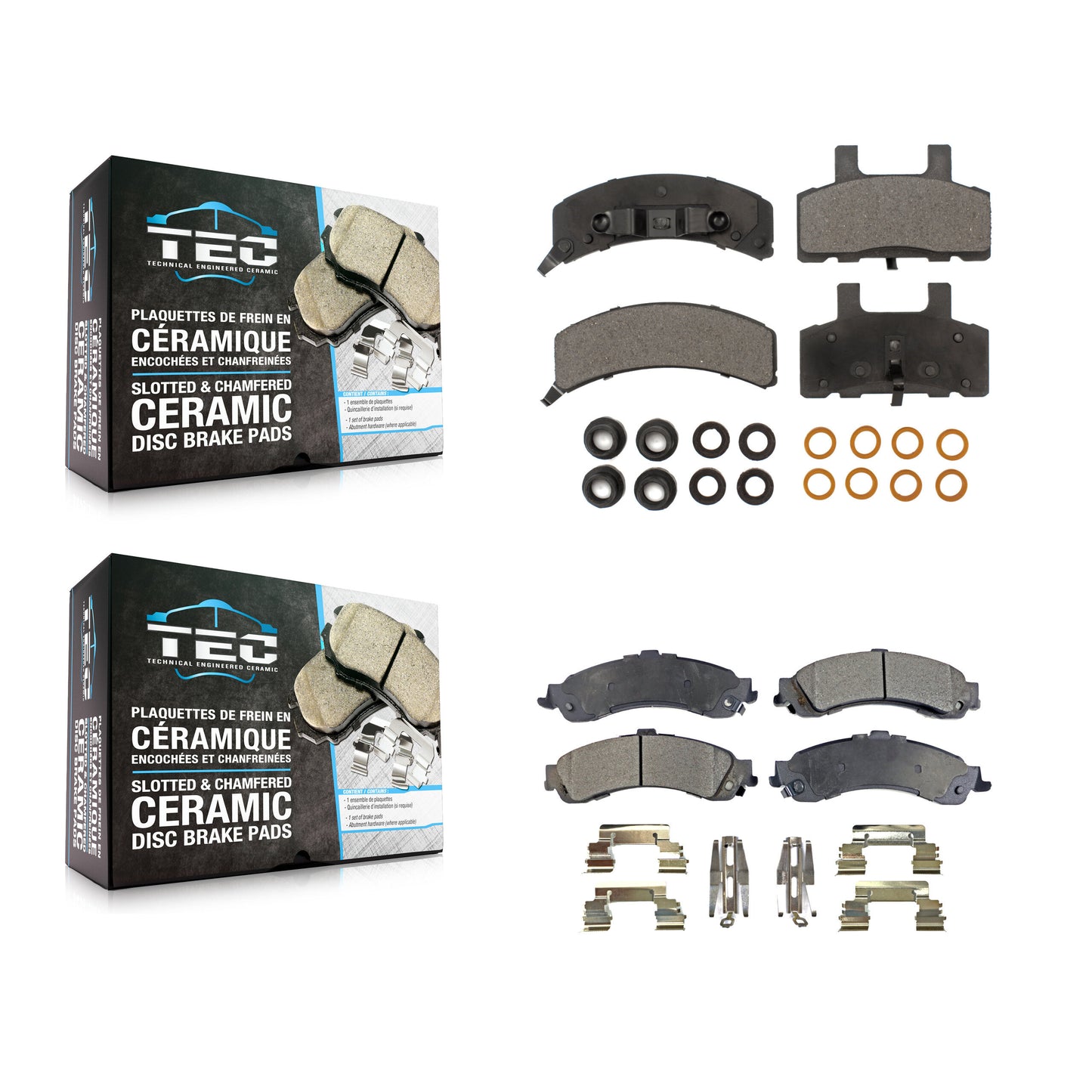 [Avant + Arrière] Kit de plaquette (céramique) de frein pour 2000 GMC Yukon Drum rear brakes avec Dual Piston Caliper KTC-100324