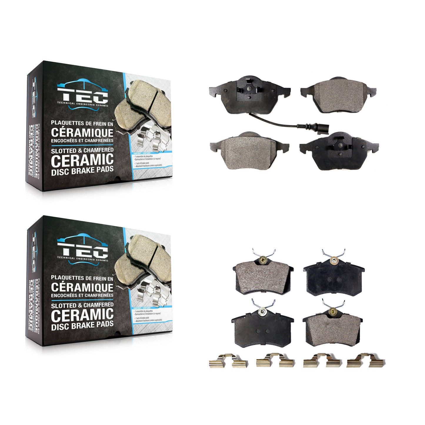 [Avant + Arrière] Kit de plaquette (céramique) de frein pour Volkswagen Jetta Beetle Golf Audi TT Quattro A6 KTC-100362