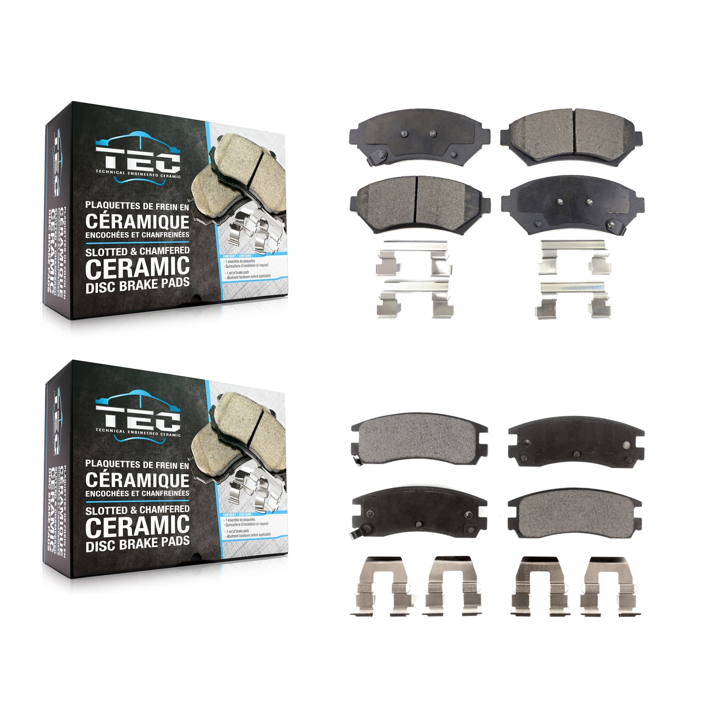 [Avant + Arrière] Kit de plaquette (céramique) de frein pour Buick Chevrolet Impala LeSabre Century Pontiac Cadillac DeVille Grand Prix Venture Monte Carlo Park Avenue Regal Bonneville Oldsmobile Montana Intrigue KTC-100364