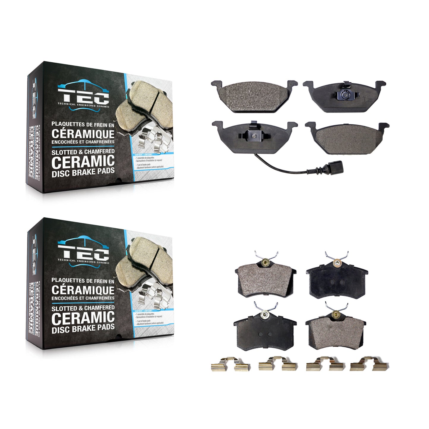 [Avant + Arrière] Kit de plaquette (céramique) de frein pour Volkswagen Jetta Beetle Golf City KTC-100385