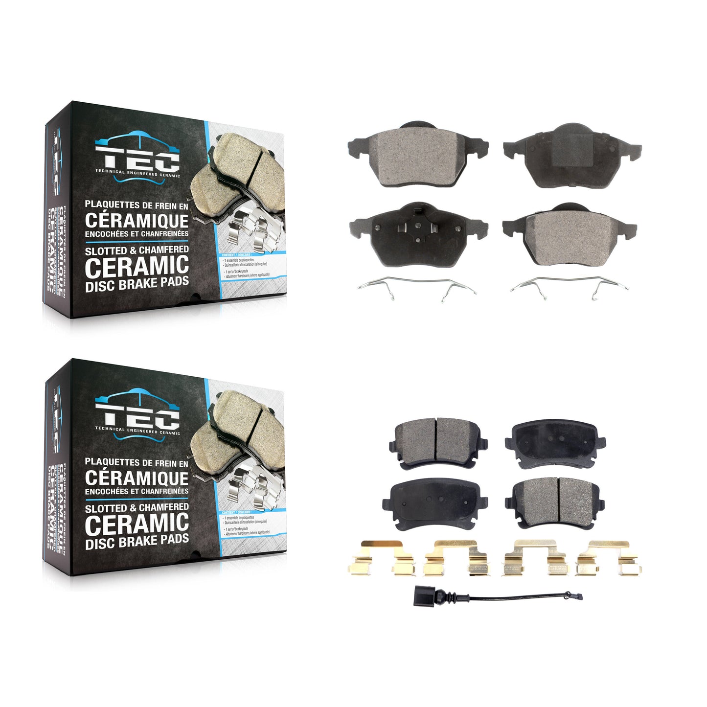 [Avant + Arrière] Kit de plaquette (céramique) de frein pour 2003-2004 Audi RS6 avec 312mm Diameter Rotor KTC-100418