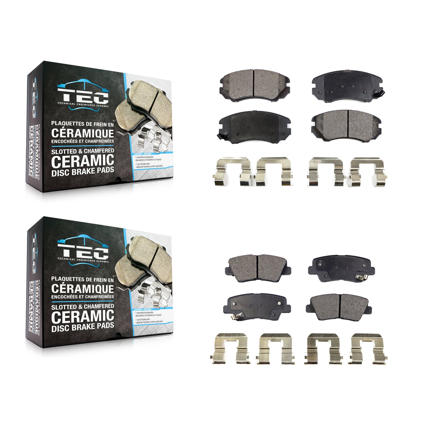 [Avant + Arrière] Kit de plaquette (céramique) de frein pour Kia Hyundai Soul Sonata Elantra Amanti Azera KTC-100482