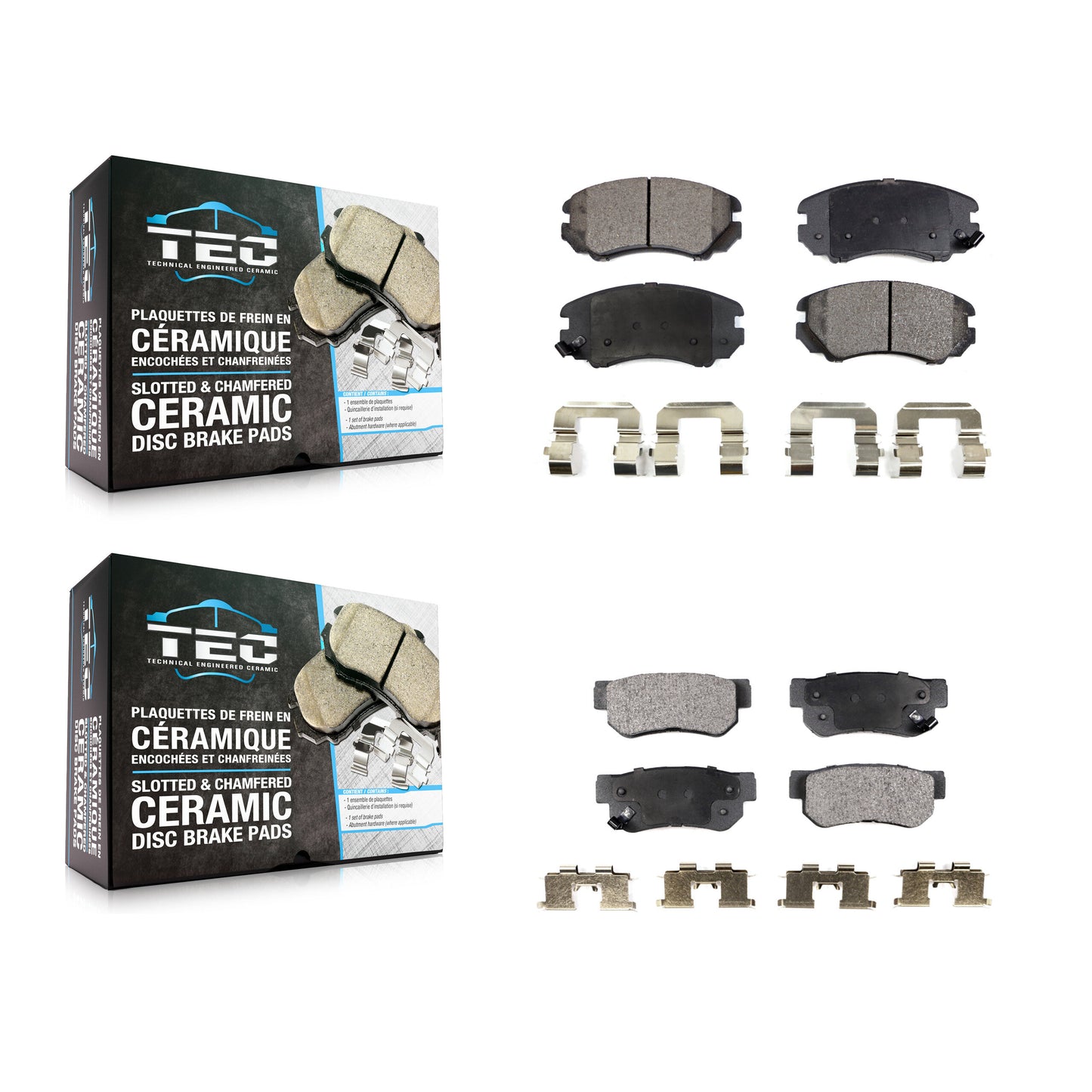 [Avant + Arrière] Kit de plaquette (céramique) de frein pour Hyundai Sonata Kia Elantra Optima Sportage Tucson Azera Magentis KTC-100484