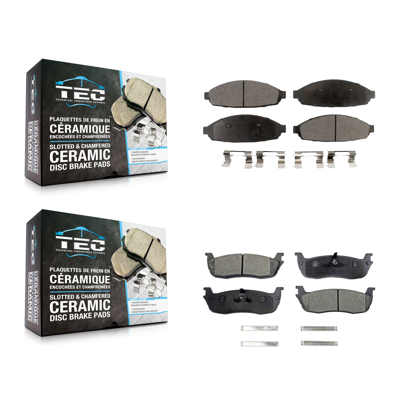 [Avant + Arrière] Kit de plaquette (céramique) de frein pour 2003-2010 Lincoln Town Car Limousine KTC-100488