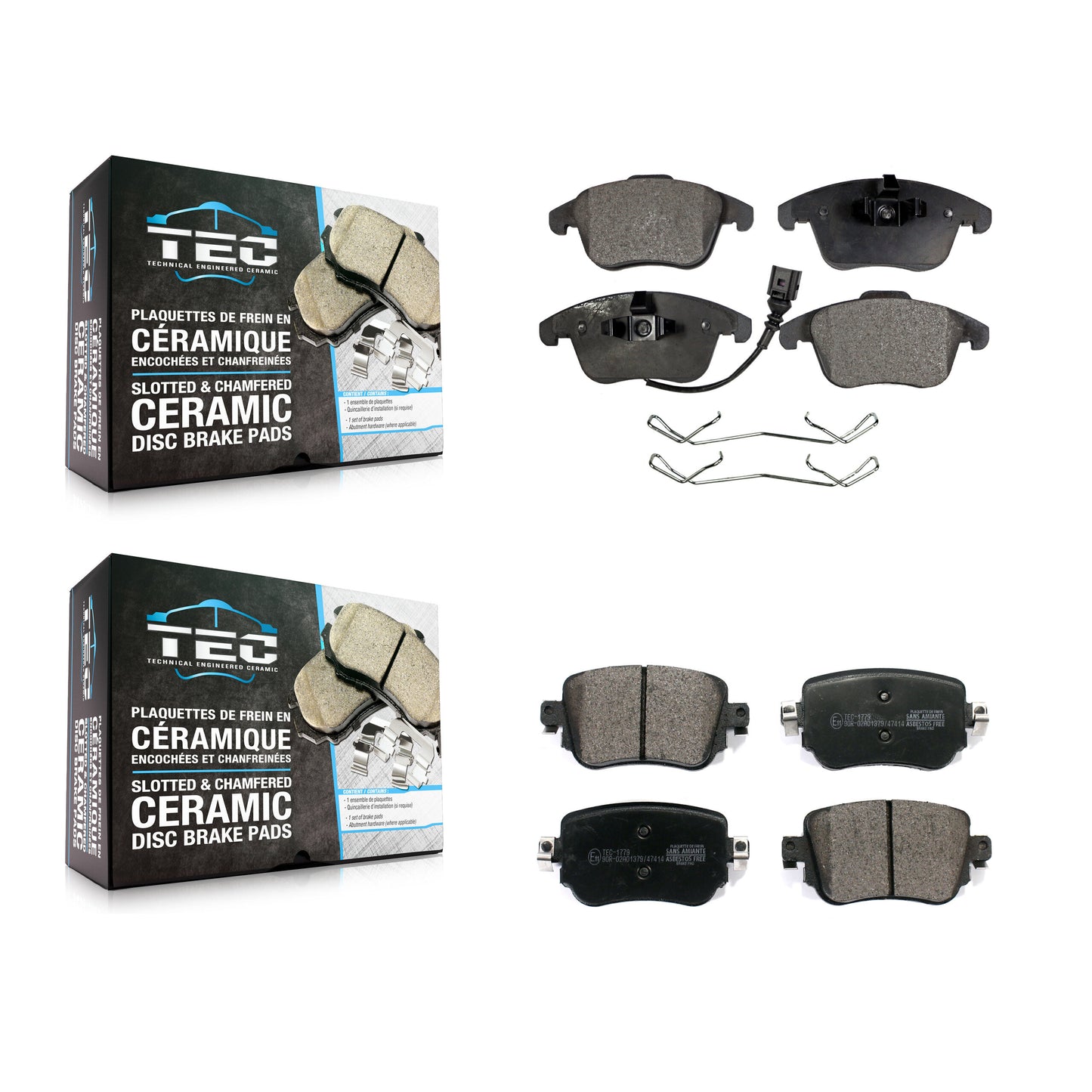 [Avant + Arrière] Kit de plaquette (céramique) de frein pour Volkswagen Passat Audi Q3 Quattro KTC-100516