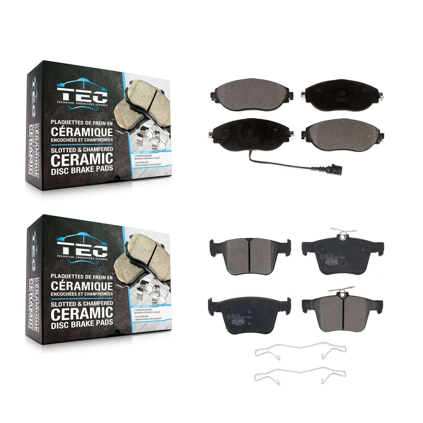 [Avant + Arrière] Kit de plaquette (céramique) de frein pour Volkswagen Tiguan Jetta Audi Golf R S3 Q3 Arteon KTC-100520