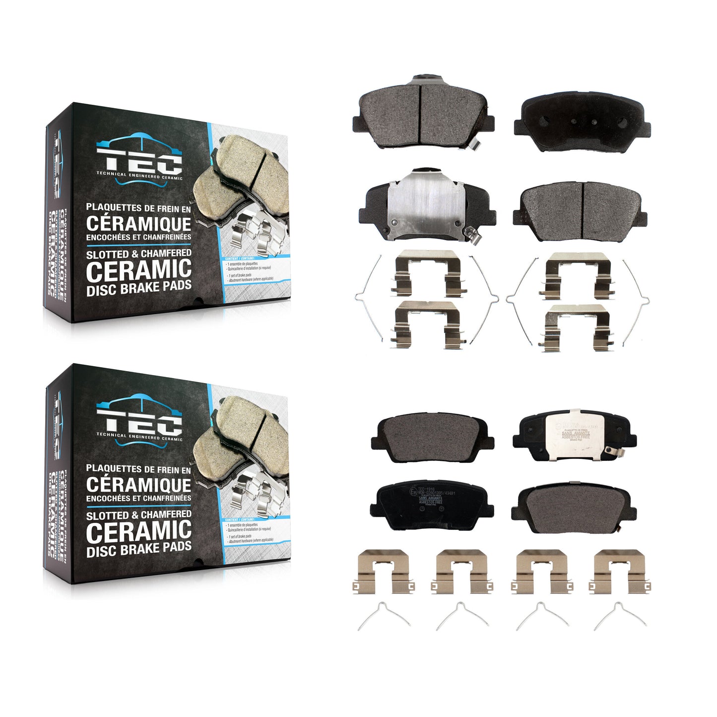 [Avant + Arrière] Kit de plaquette (céramique) de frein pour Kia Sorento Hyundai Santa Fe Sport KTC-100534