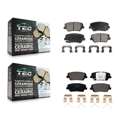 [Avant + Arrière] Kit de plaquette (céramique) de frein pour 2014-2015 Kia Sorento avec Red Painted Calipers KTC-100551