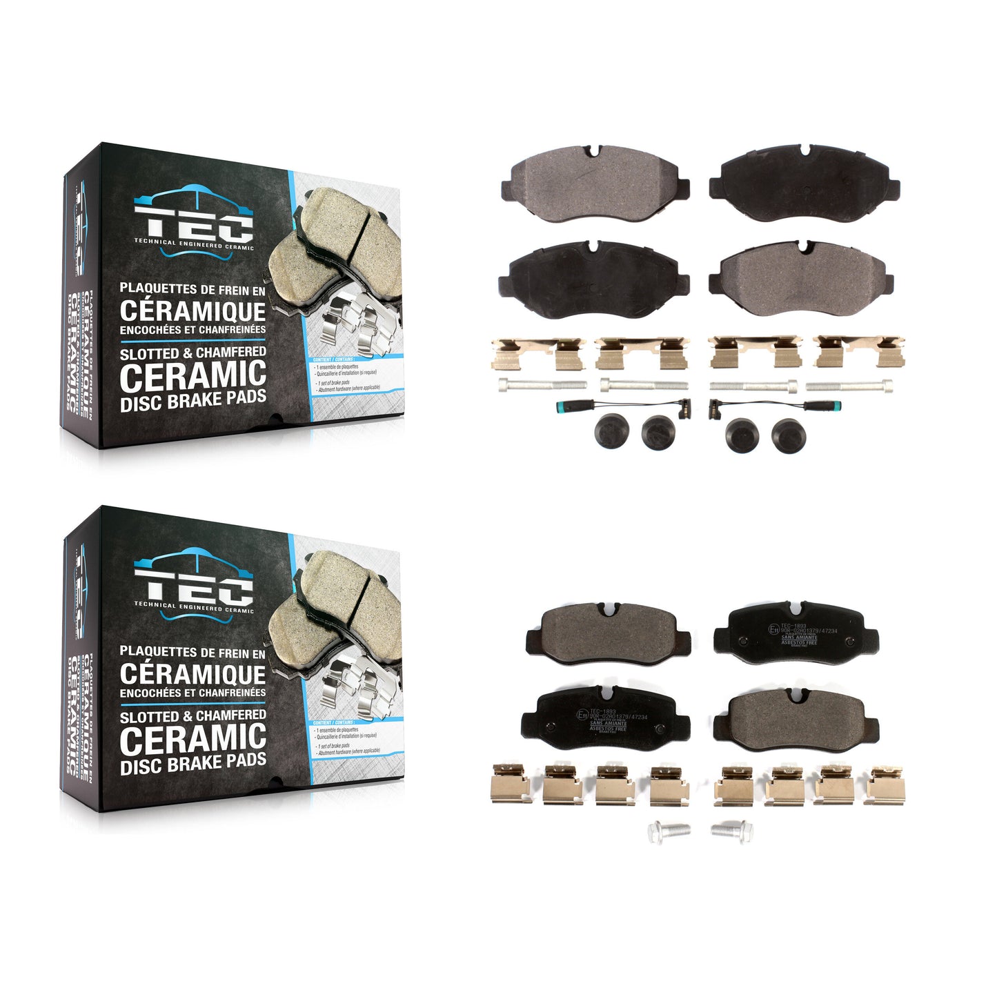 [Avant + Arrière] Kit de plaquette (céramique) de frein pour 2016-2020 Mercedes-Benz Metris KTC-100584