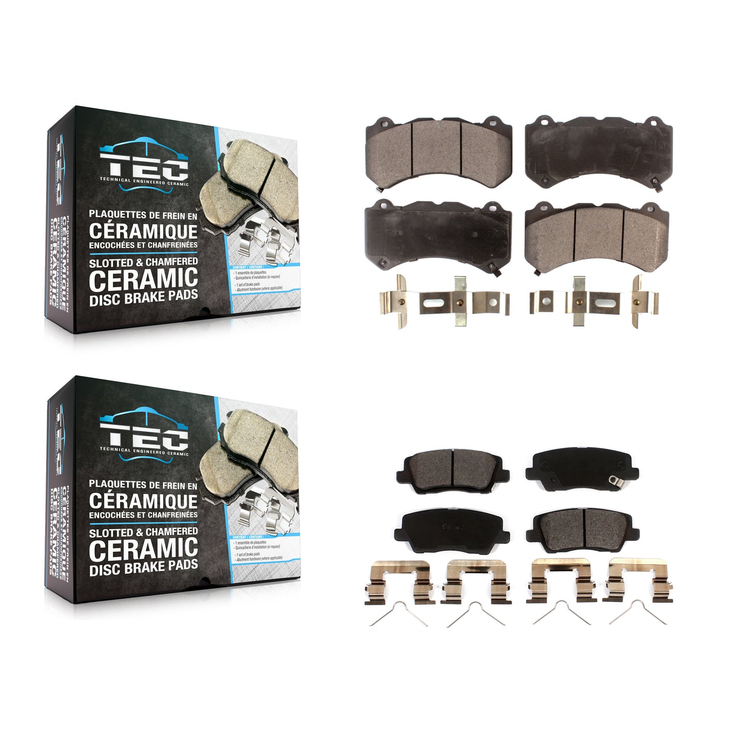 [Avant + Arrière] Kit de plaquette (céramique) de frein pour 2016 Cadillac CTS Vsport Premium avec RWD sans Performance Lining KTC-100638