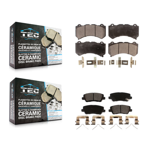 [Avant + Arrière] Kit de plaquette (céramique) de frein pour 2016 Cadillac CTS Vsport Premium avec RWD sans Performance Lining KTC-100638