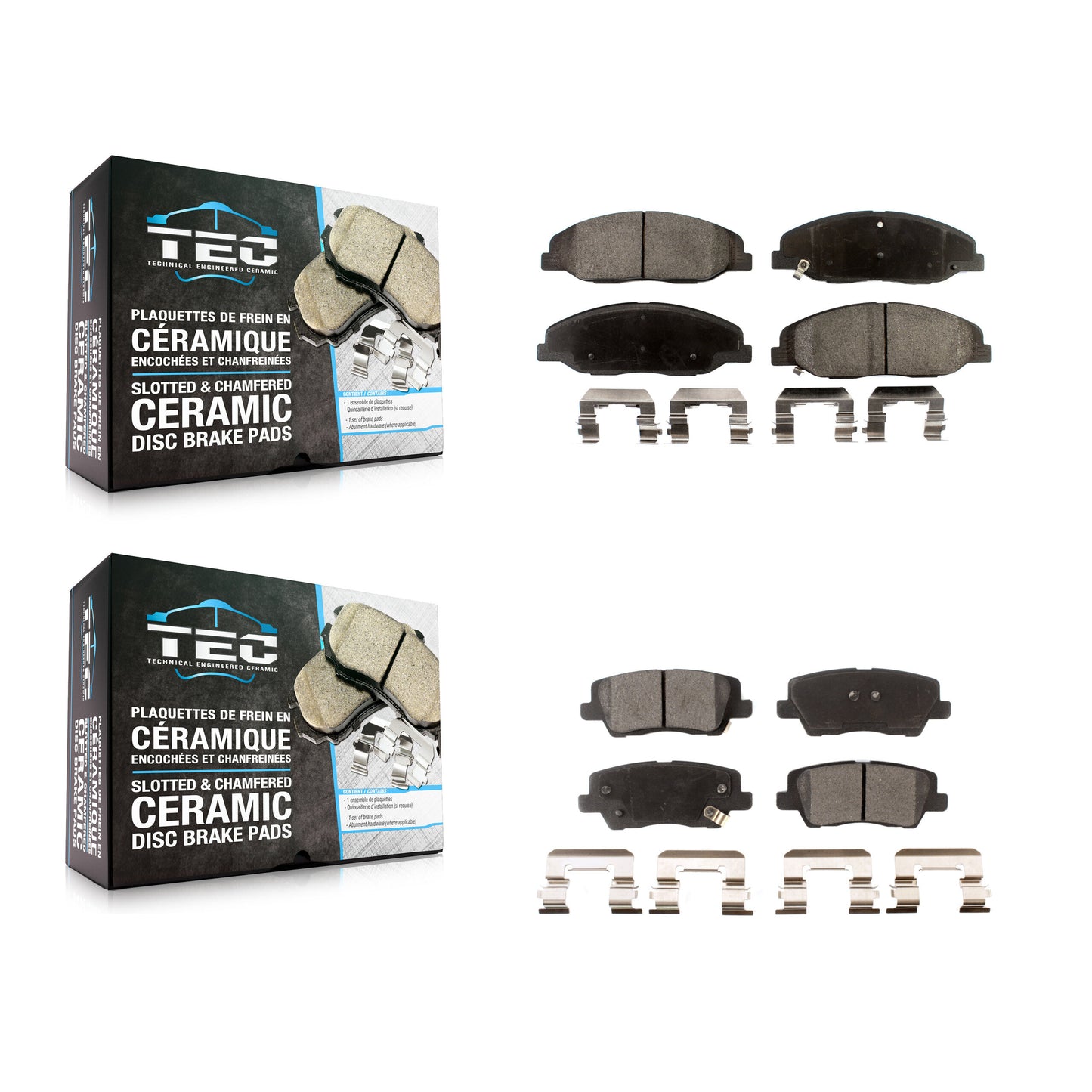[Avant + Arrière] Kit de plaquette (céramique) de frein pour 2014 Cadillac CTS Luxury avec Sedan 3.6L sans Heavy Duty Brakes KTC-100643