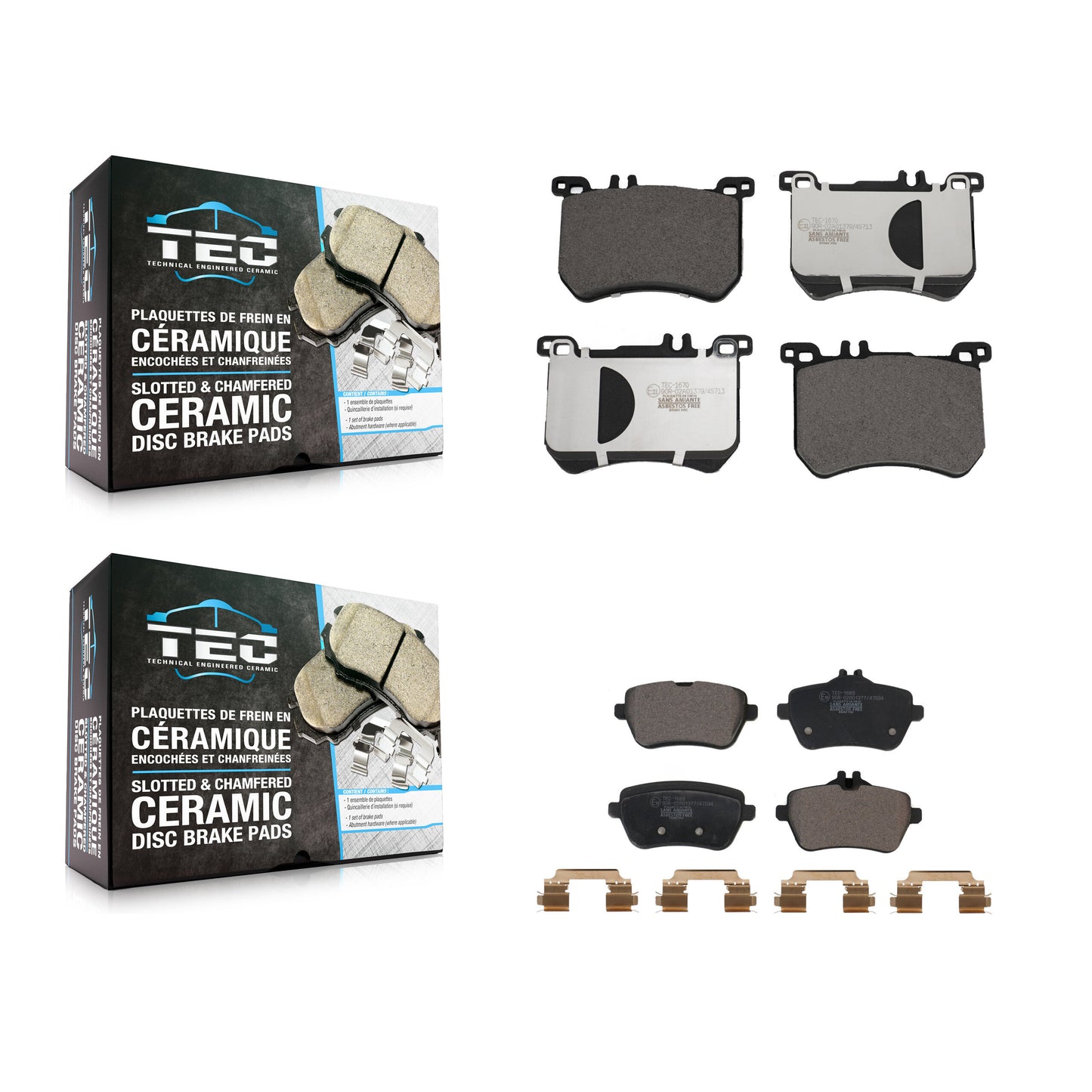 [Avant + Arrière] Kit de plaquette (céramique) de frein pour Mercedes-Benz SL550 SL400 SL450 sans Sport Package KTC-100692