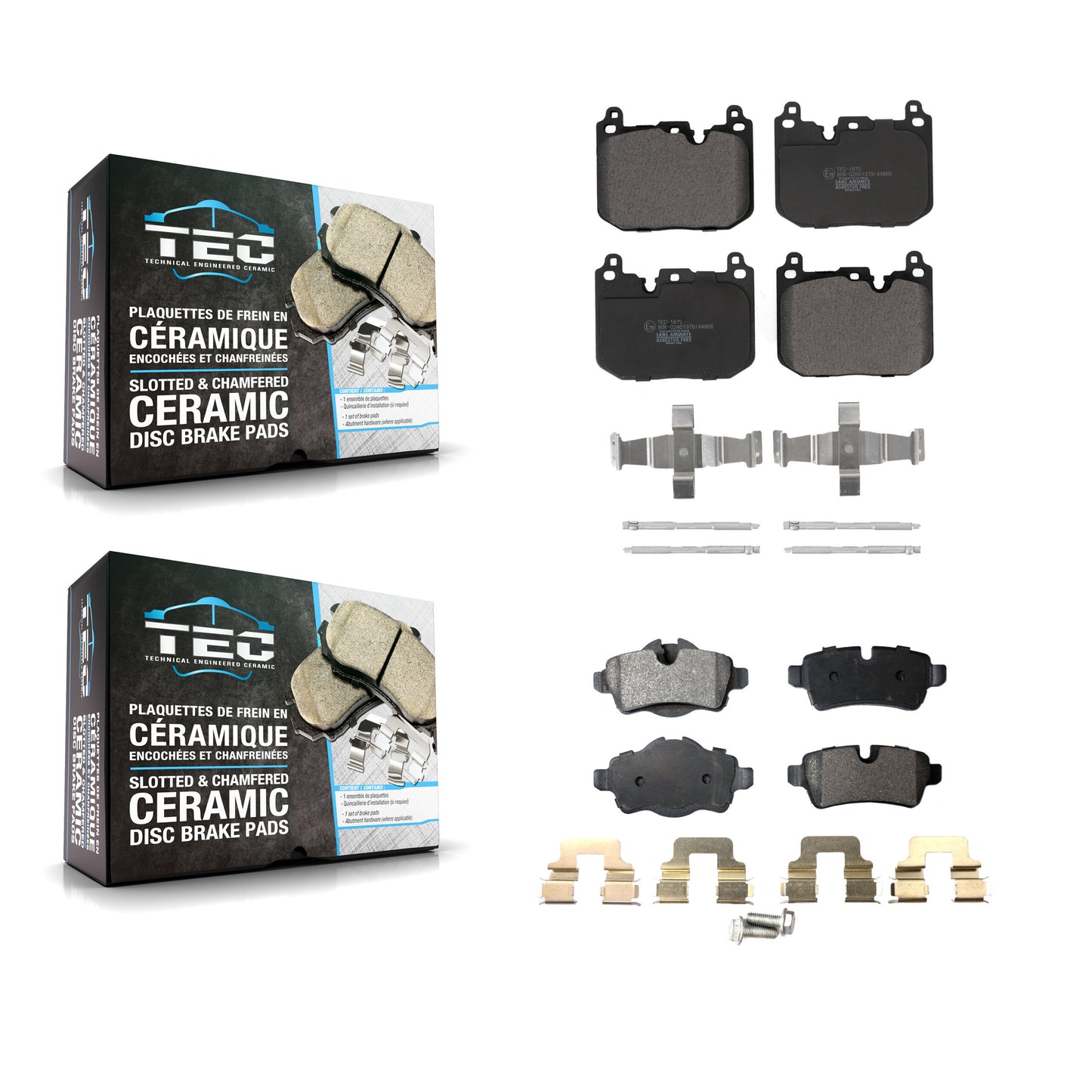 [Avant + Arrière] Kit de plaquette (céramique) de frein pour 2015 Mini Cooper S John Works avec 1.6L avec 5 Lug Wheels KTC-100716