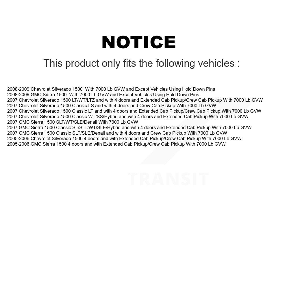 [Arrière] Kit de Cylindre de roue de frein à tambour pour Chevrolet Silverado 1500 GMC Sierra Classic K14-100032