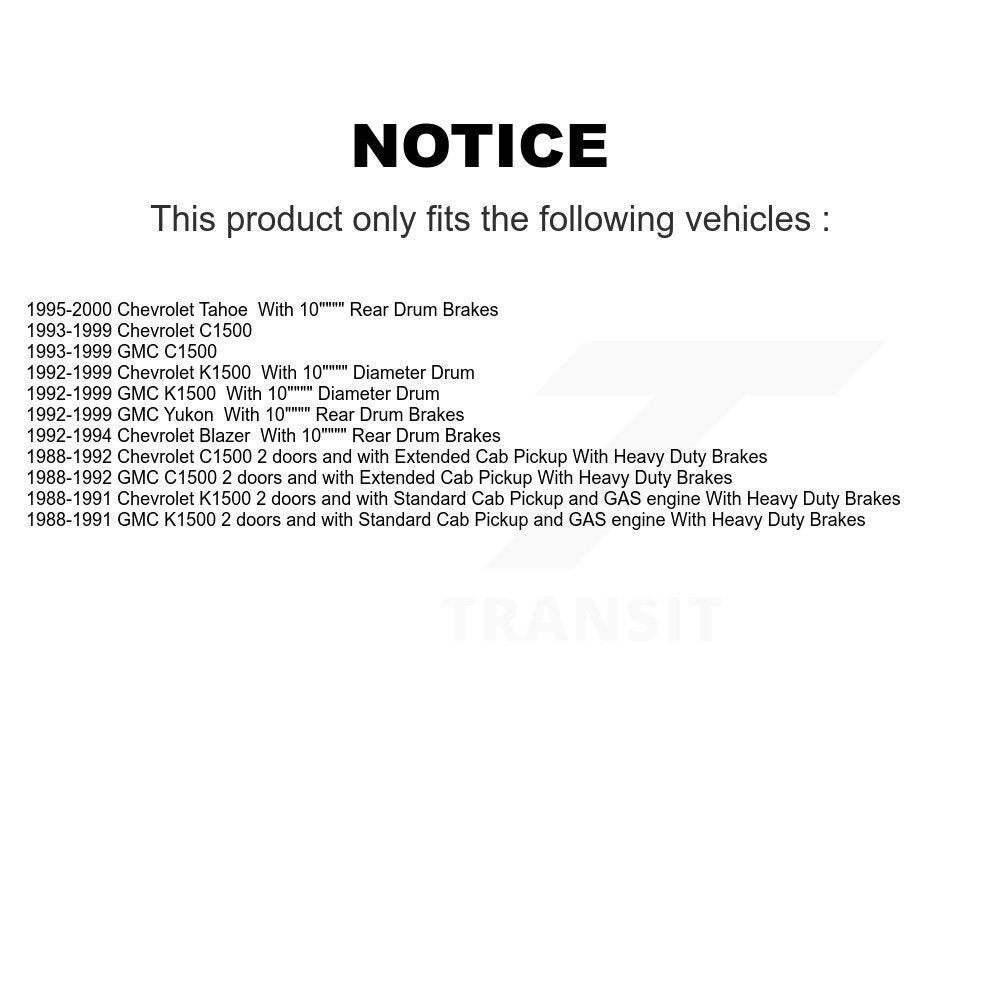 [Arrière] Kit de Cylindre de roue de frein à tambour pour Chevrolet C1500 K1500 GMC Tahoe Yukon Blazer K14-100036