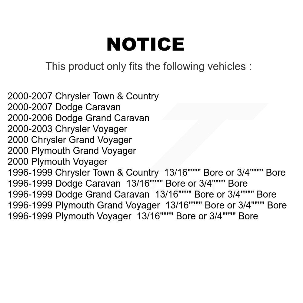 [Arrière] Kit de Cylindre de roue de frein à tambour pour Dodge Chrysler Town & Country Grand Caravan Plymouth Voyager K14-100038