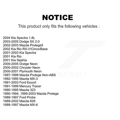 [Arrière] Kit de Cylindre de roue de frein à tambour pour Neon Mazda Dodge Ford Escort Protege Kia 626 Spectra Protege5 Plymouth Mercury Tracer Rio Probe Sephia MX-6 MX-3 323 Chrysler SX 2.0 K14-100064