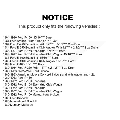 [Arrière] Kit de Cylindre de roue de frein à tambour pour Ford F-150 Bronco E-150 Econoline F-250 F-100 Club Wagon American Motors Concord International Scout II E-100 Granada E-250 Mercury Monarch K14-100090