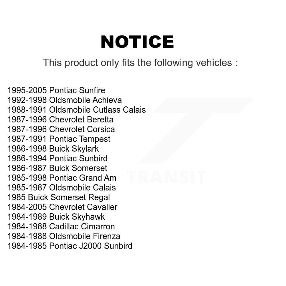 [Avant] Kit d'ensemble roulement de roue et moyeu pour Chevrolet Cavalier Pontiac Sunfire Grand Am Corsica Buick Skylark Oldsmobile Beretta Sunbird Achieva Cutlass Calais Skyhawk J2000 Firenza Somerset K70-100244