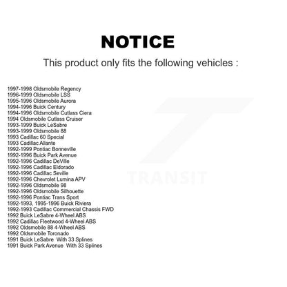 [Avant] Kit d'ensemble roulement de roue et moyeu pour Buick LeSabre Oldsmobile Cadillac DeVille 88 Pontiac Bonneville Park Avenue Cutlass Ciera Century Eldorado Seville 98 Riviera Chevrolet Lumina APV K70-100249