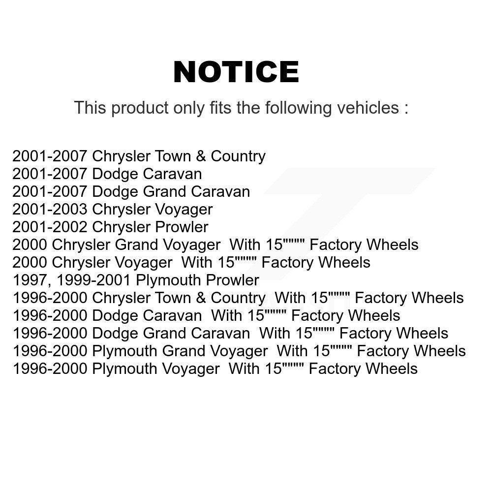 [Avant] Kit d'ensemble roulement de roue et moyeu pour Dodge Grand Caravan Chrysler Town & Country Plymouth Voyager Prowler K70-100256
