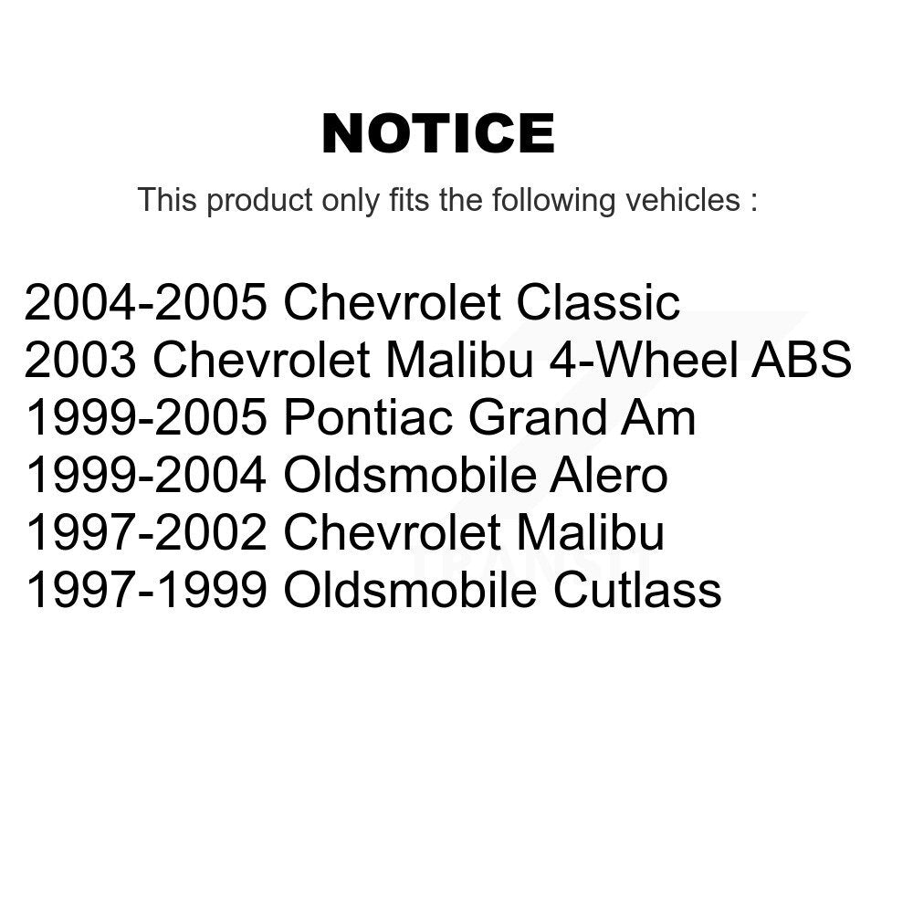 [Avant] Kit d'ensemble roulement de roue et moyeu pour Chevrolet Pontiac Grand Am Malibu Oldsmobile Alero Classic Cutlass K70-100259