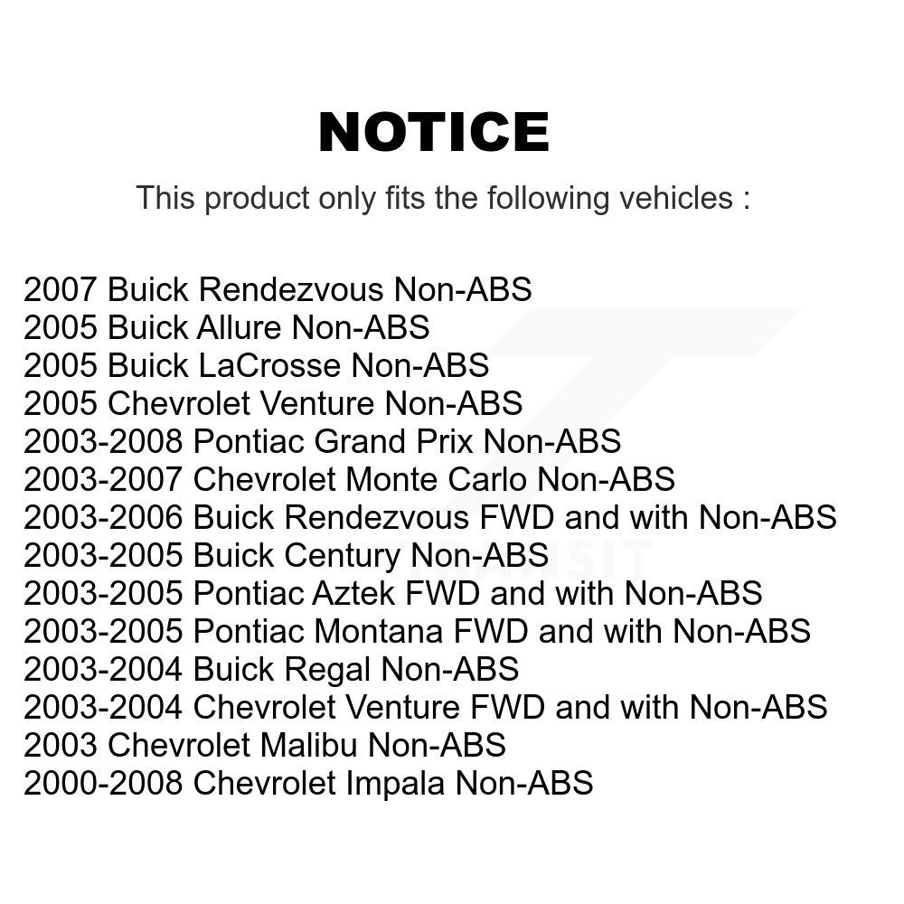 [Avant] Kit d'ensemble roulement de roue et moyeu pour Chevrolet Impala Pontiac Buick Grand Prix Rendezvous Century Monte Carlo Venture LaCrosse Montana Regal Aztek Allure K70-100265