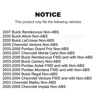 [Avant] Kit d'ensemble roulement de roue et moyeu pour Chevrolet Impala Pontiac Buick Grand Prix Rendezvous Century Monte Carlo Venture LaCrosse Montana Regal Aztek Allure K70-100265